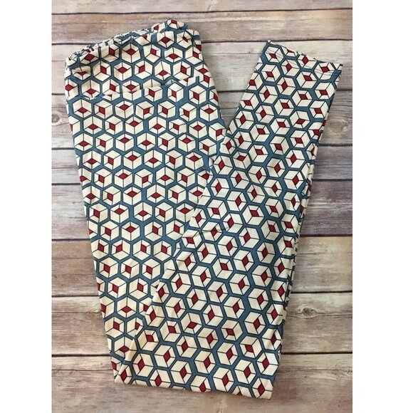 NWT LulaRoe TC Leggings July 4th Red White Blue Holiday boxes geometric LLR NEW - Picture 1 of 3